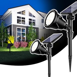 ROSHWEY Solar Spot Lights Outdoor - 600LM Spotlights Waterproof Outside Flood Lighting for Driveway Backyard Patio Garden Landscape Deck Garage (Cool White, 2 Pack)