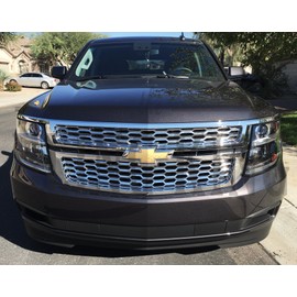 Compatible with 2015-2018 Chevy Tahoe Chrome Mesh Grille Grill Insert Overlay Trim LS LT only