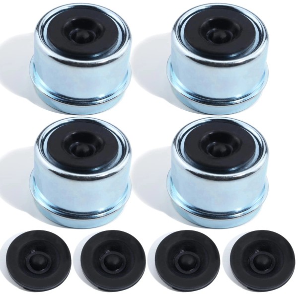 Ibroprat 4PCS Trailer Hub Cap Dust Cover with 8 Rubber