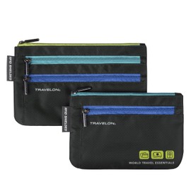 Travelon World Travel Essentials Set of 2 Currency and Passport Organizers, Black, One Size