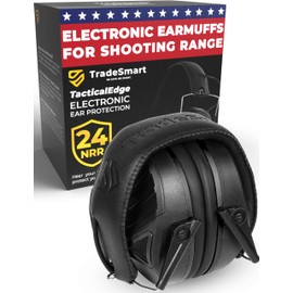 TradeSmart TacticalEdge Electronic Earmuffs for Shooting, Slim Gun Noise Cancelling Headphones Ideal Hearing Protection for Shooters and Sound Amplifiers for Hunting