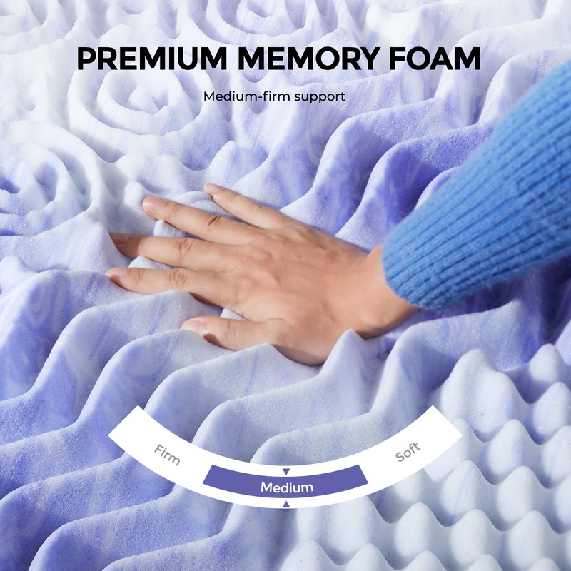 Dreamsmith 3 Inch 7-Zone Queen Memory Foam Mattress Topper, Cooling