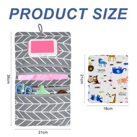 Nicrulp Changing Bag Organiser, Nappy Bag for On the Go, Changing Organiser with Changing Mat, Baby Changing Organiser, Small Changing Organiser, 2-in-1 Organiser and Cosmetic Bag for Mothers (18 x 21