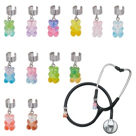 OLYCRAFT 12Pcs Little Bear Stethoscope Charms 0.8 Inch Bear Pendants ID Name Tag Charm Resin Stethoscopes Tag Stethoscope Charms Stethoscopes Accessories for Doctor Nurse Medical Assistant