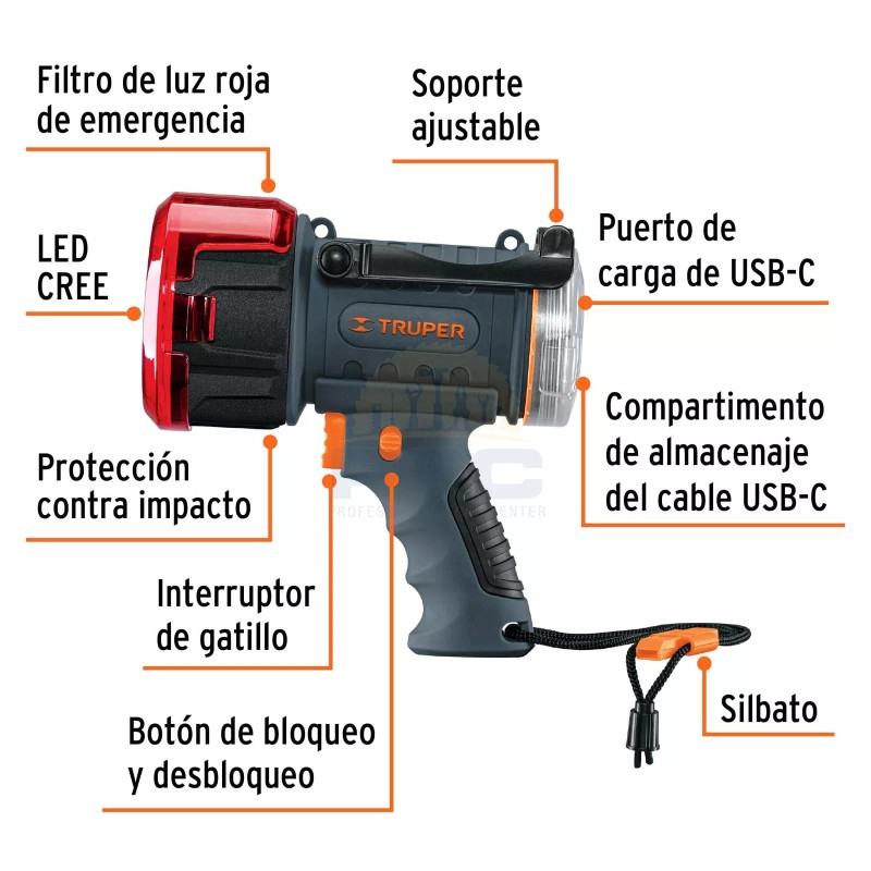 Truper LARE-900 900 lm rechargeable high power LED lamp