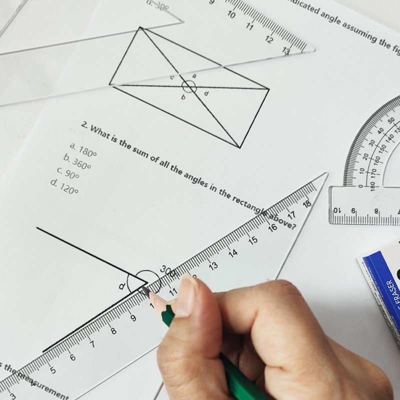 Clear Math Geometry Tool Set,12 Inch Ruler 4 PCS for