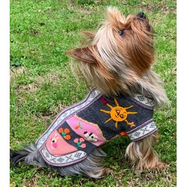 GRAY AND PINK Handmade Peruvian Dog Sweater (X0)