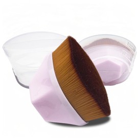 Flawless Foundation Makeup Brush, 2Pcs Flat Top Kabuki Magic Face Brush for Liquid Cream, Self Tanning Body Brushes with Portable Case, Large Head Quick and Even Makeup, Ultra-Soft, Sakura Pink