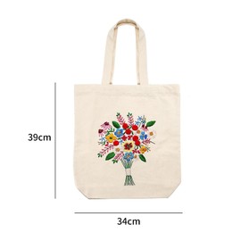 Alriedy Adult Embroidery Kit, Cross Stitch Canvas Bag with Floral Pattern, Embroidery Set for Beginners, Embroidery Set Adults, DIY Embroidery Set for Adults, Complete with Instructions, Threads and