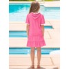 Girls Summer Zip Up Ruffle Hem Swim Cover Up Hooded