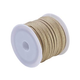 1 Roll, Faux Suede Cord Sand, 5 m Long, 3 mm Width, with Glitter for DIY Jewellery Making, Microfibre Flat Lace Crafts Cordage for Bracelet, Necklace, Bead Cord C22