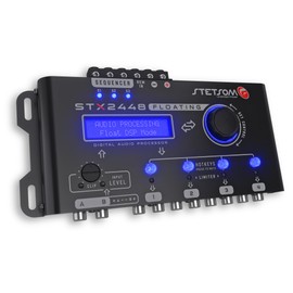 Stetsom STX2448 FLOATING PRO - DSP profesional completo, señal digital, procesador PRO, ecualizador cruzado y gráfico, 15 bandas, secuenciador remoto, graves subarmónicos, RCA y alta entrada, pico