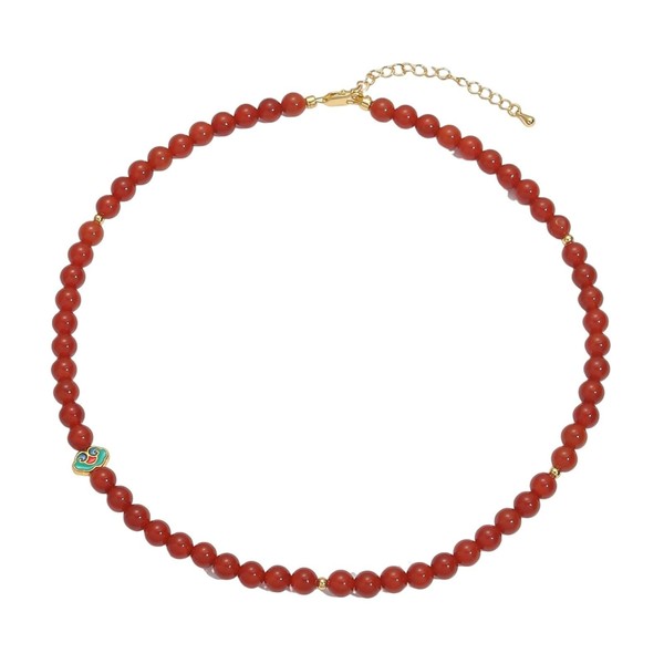Stfery Red Gold Chain Real Gold-Plated Pendant Necklaces Agate Agate