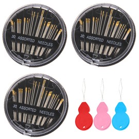 Sewing Needles, 90 Pieces Darning Needles 3-5 cm Hand Needles with 3 Pieces Needle Threader, Needle Set Embroidery Needles for Hand Sewing Crafts