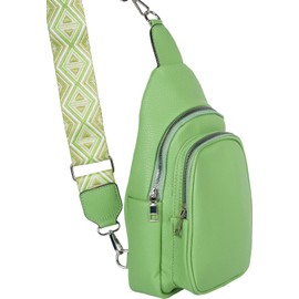 styleBREAKER Women's One Shoulder Backpack, Geometric Patterned Shoulder Strap, Plain Crossbody Bag, City Backpack, Sling Bag 02012400, Green