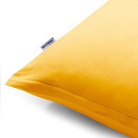 DecoKing 2 x Pillowcases 20 x 145 cm Jersey Cotton Zip Yellow Amber