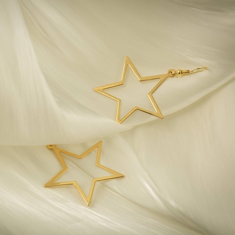 Simple Star Earrings for Women, Hollow Star Dangle Drop Earrings