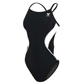 TYR Women's Standard Alliance Diamond Back Splice Swimsuit, Black/White, 34
