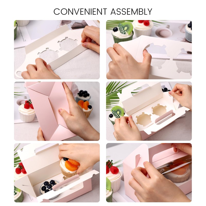 VGOODALL 9PCS Cupcake Boxes with Window, Cupcake Containers Cupcake Carriers