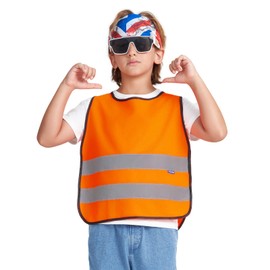 Orange 10-14 Years kids High Vis Reflective construction Safety vest