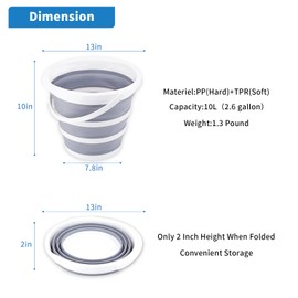 Craftend Collapsible Bucket 10L 2.6 Gallon Cleaning Bucket Mop Bucket Folding Foldable Portable Small Plastic Water Supplies for Outdoor Garden Camping Fishing Car Wash Space Saving