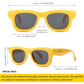 [SHEEN KELLY] Polarized Retro Oval Sunglasses for Women and Men, Vintage Trend Eyewear Multicolor Chunky Frame Decorative Glasses, 04