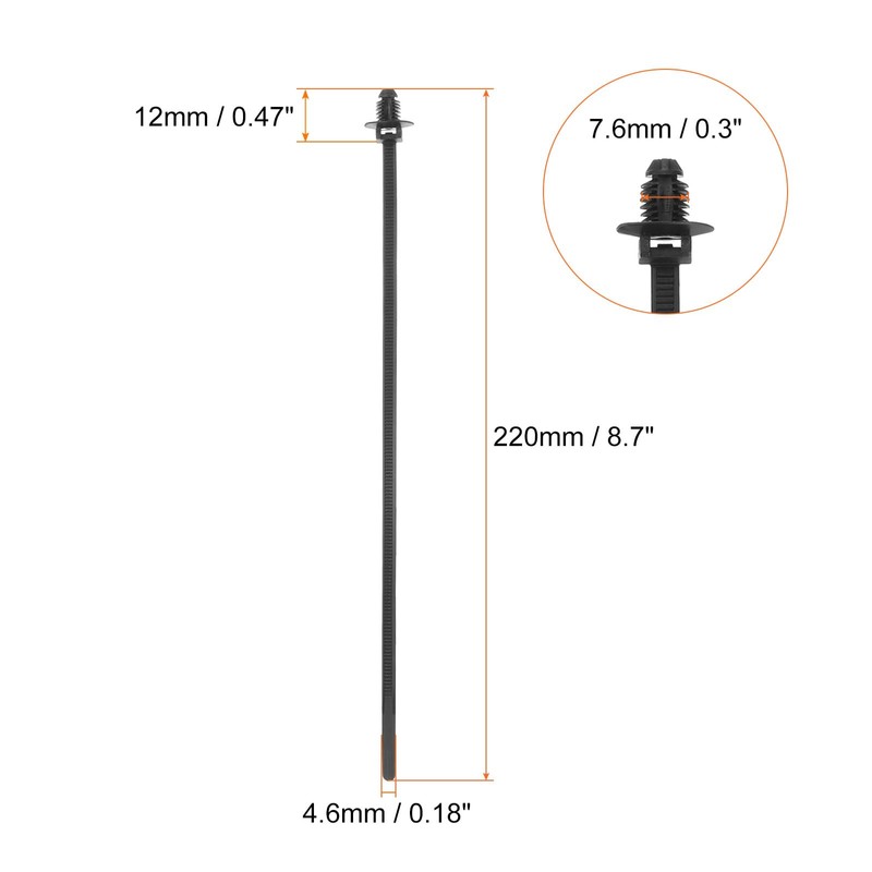 HARFINGTON 100pcs Push Mount Cable Zip Tie 8.7" x 0.18"