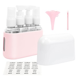 Skycase Travel Bottles, Travel Size Toiletries - Leak Proof Refillable Tsa Approved Travel Bottles, 4 in 1 Travel Containers with Labels and Funnel Airplane Accessories Kits for Lotion Liquid - Pink