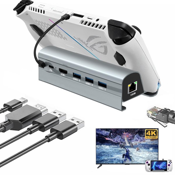 For ASUS Rog Ally X/Steam Deck Dock, 6-in-1 HDMI Output,