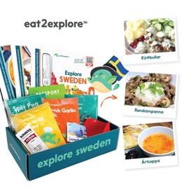 eat2explore Cooking Kits for Kids - Interactive & Educational Set with 3 Recipe Cards, Key Ingredients & Cooking Tools - Ideal Idea for Kids who Love to Create Meals (Sweden Edition)