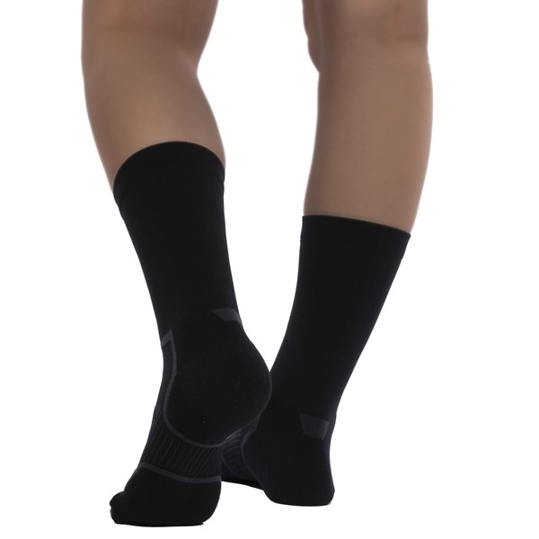 Copper Fit womens Copper Fit Energy Copper Infused Crew Socks, Black, Small-Medium US