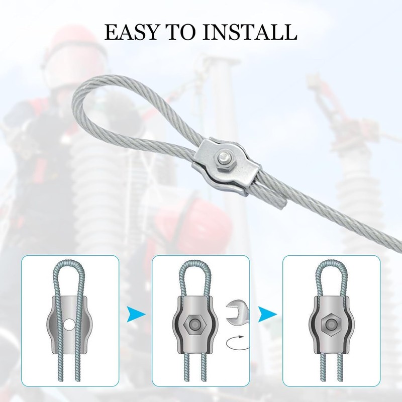 TOP-VIGOR 24Pcs M2 Simplex Bolt Wire Rope Clip, 304 Stainless