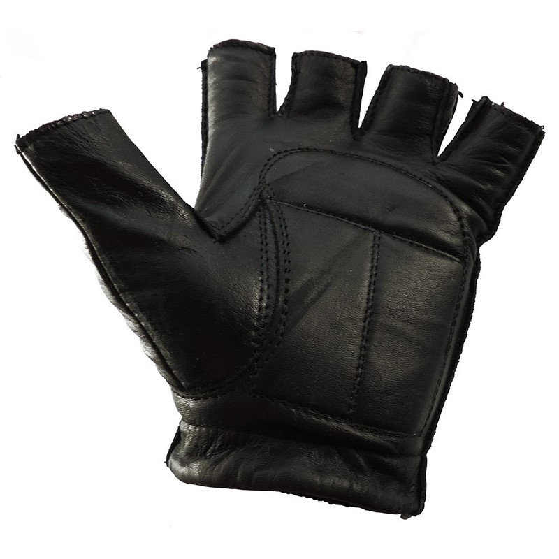 Motorcycle Biker Leather Fingerless Skull Flame Gloves XL