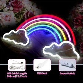 SMOORITA Neon Sign Light, Neon Rainbow Light for Kids USB Powered Rainbows LED Signs for Bedroom, Neon Sign for Wall Decor, Colorful Rainbow Cloud LED Sign, Party, Night Light, Gift