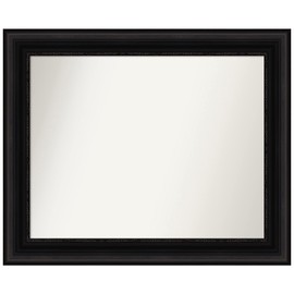 Amanti Art Black Wall Mirror 28x34 Parlor Black Rectangle Bathroom Mirror for Wall Decor Living Room, Large Traditional Frame, Hangs Horizonally and Vertically, Bathroom Decor, Non-Beveled Edge