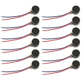 AOICRIE 12 PCS Coin Vibration Motor, DC 3V Mini Flat Vibration Motors Disc Shape 11000RPM Two Wired 10mm x 2mm for Cell Phone, Watch, Tablet Computer, DIY Toys, Electronic Toy (10 x 2 mm)