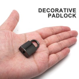 Waziaqoc 2Pcs Mini Padlocks, Square Black Padlock with Keys Metal Decorative Locks for Jewelry Box Storage Box Diary Mini Bags