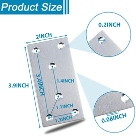 50 Pack Silver Mending Plate for Wood, 4inx2in Stainless Steel Flat Brackets, Heavy Duty Flat Straight Bracket for Wood, Furniture Fence Bookcase