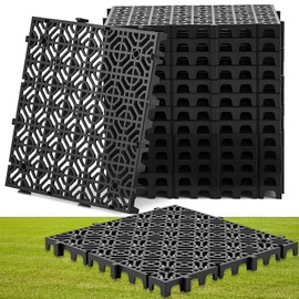 Wesnoy 15 Pcs Heavy Duty Ground Protection Mats Drive on Lawn Grid,15.74'' x 15.74'' Heavyweight Drain Grate Interlocking Non-Slip Floor Mat,6613 lb Load for Gravel Grid Permeable Pavers Driveway