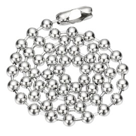 [PATIKIL] Silver Tone Beaded Chain Necklace, Titanium Steel 6mm Bead Ball Chain Necklace Y2K Punk Necklace for Women and Men Jewelry Gift, 27.56 Inch Length