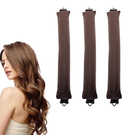 Heatless Curls Overnight, Heatless Long Hair Rollers with Hooks, Soft DIY Wave Hair Rollers, Styling Tool for Long Medium Hair Curls (Brown)