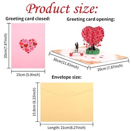 XNAUVOI Romantik 3D Pop Up Karte mit Umschlag, Valentinstag Love Tree Card, Romantic Love Cards for Valentines Day, Valentinstag Karte für Hochzeitstag, Hochzeitsgeschenk, Geburtstag(20 x 15 cm)