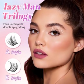 Lash Clusters DIY Eyelash Extensions, 80 Pcs Individual Lashes Cluster 9-16mm Mix Wispy Lash Clusters with Lash Bond & Seal & Lash Applicator Tool for Self Application at Home (C01)