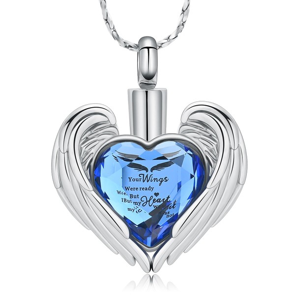 QGJNSGC Cremation Jewellery for Ashes Pendant Crystal Heart Urn Necklace