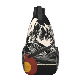 PVTIONXIE Vintage Mountain Colorado Flag Crossbody Chest Bags for Women, Small Crossbody Shoulder Bag Sling Bag Travel Hiking Daypack