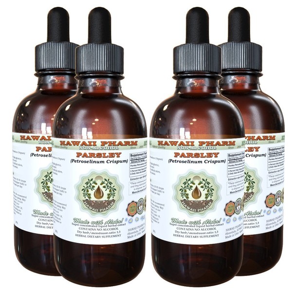 Parsley Alcohol-Free Liquid Extract, Parsley (Petroselinum Crispum) Root Glycerite Herbal Supplement 4x4 oz