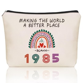 Girlly Happy 40th Birthday Gifts Women Makeup Bag: Cute Travel Cosmetic & Toiletry Pouch For Her, Mom, Wife, Sister, Nieces, Girlfriends, Coworkers .Ideal Gift For Mothers Day. (1985-40th)