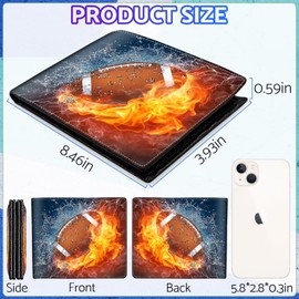 ZHIMEBYE Boys Wallet for Kids, Cool Kids Wallet for Boys Ages 8-10 9-12 11-15, Funny Football Leather Bifold Rfid Blocking, Coin Pocket Id Window for Teen Men Youth Guys Birthday Christmas Gifts