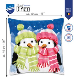 Vervaco Cross Stitch Kit: Cushion: Penguins with Scarf, Other, NA, 40 x 40cm