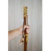 Dark wood Walking Stick with Owl Carving, Hand-Carved - Up